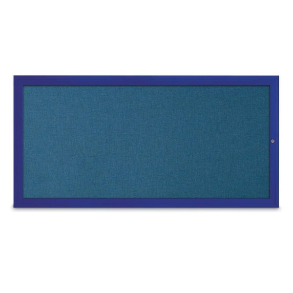 United Visual Products Slim Enclosed Corkboard, 24"x36", Satin Alum Frame/Cobalt UVEB2436-SATIN-COBACC